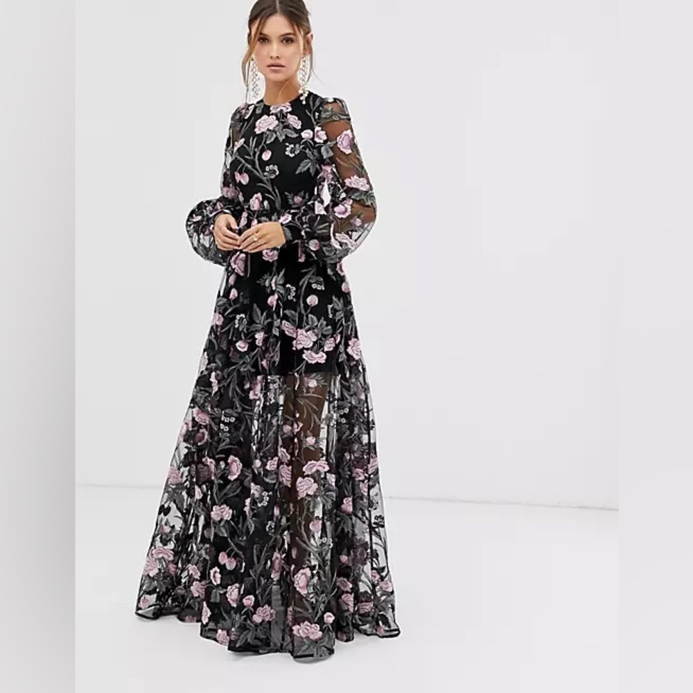 ASOS embroidered open back dress
